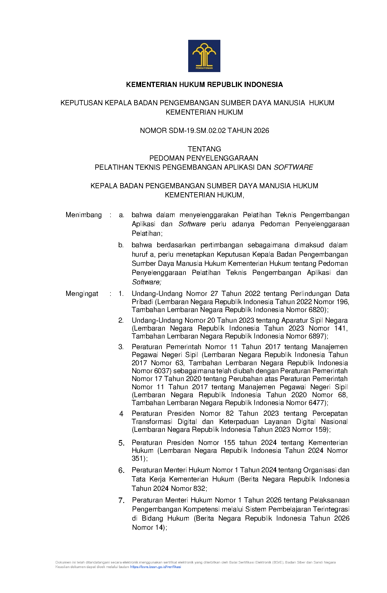 Pedoman Pelatihan Teknis Pengembangan Aplikasi dan Software